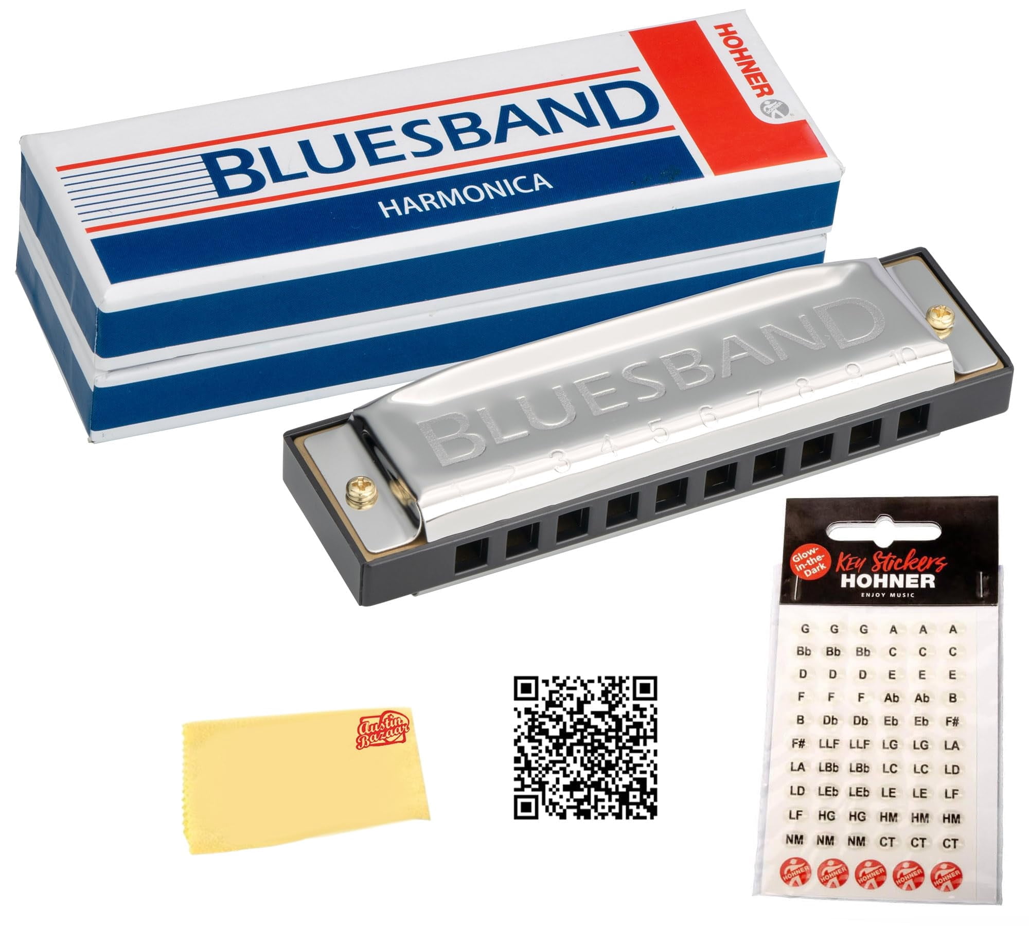 Hohner Blues Band Harmonica - Key of C w/ Key Stickers - Walmart.com