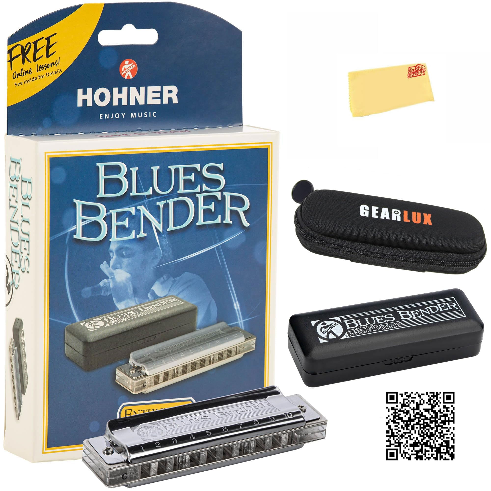 Hohner Blues Bender Harmonica - Key of C w/ Zip Pouch