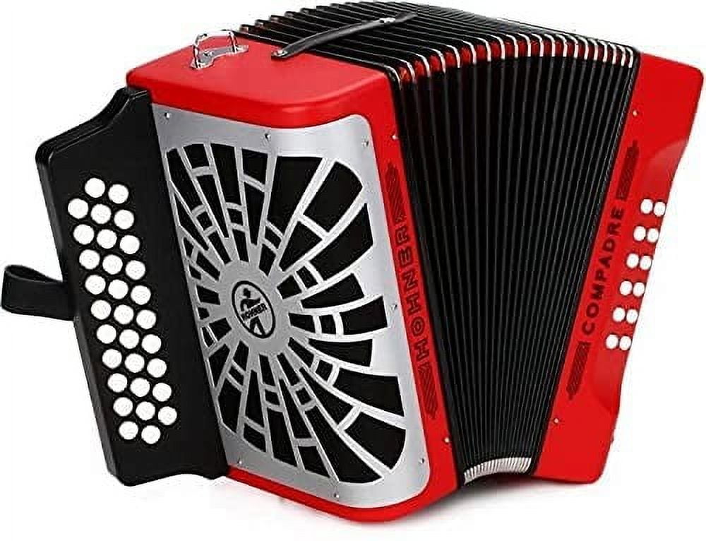 Red Matte Gray Diatonic Accordion with 31 Buttons