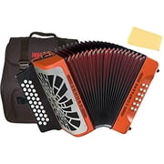 Hohner Compadre GCF 3-Row Diatonic Accordion - Orange Bundle with Gig Bag and Austin Bazaar Polishing Cloth