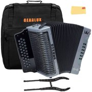 Hohner Corona C-II G/C/F Accordion - Silver Rainbow Bundle with Gig Bag, Adjustable Straps, and Austin Bazaar Polishing Cloth