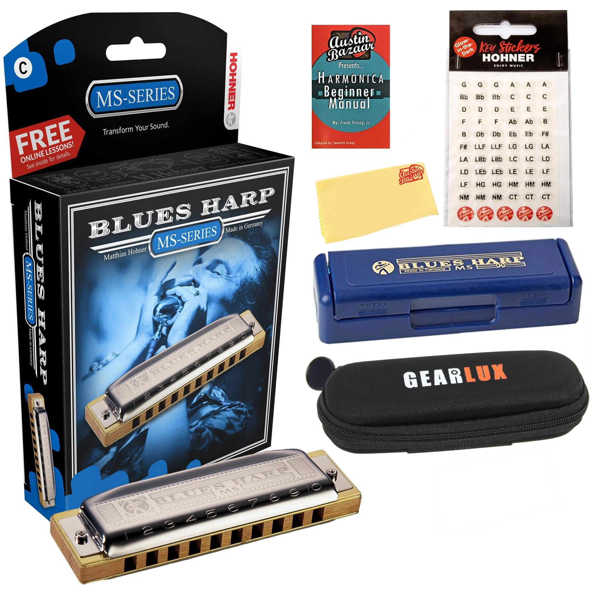 Hohner 532 Blues Harp MS Harmonica - Key of C w/ Key Stickers