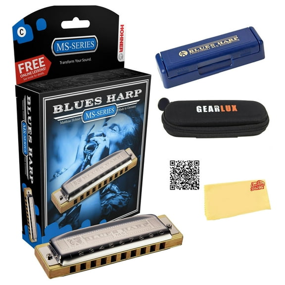 Hohner 532 Blues Harp MS Harmonica - Key of G w/ Beginner Manual