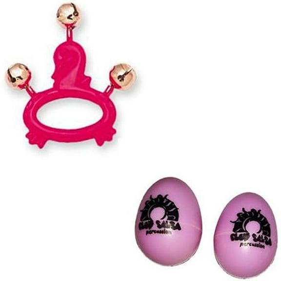 Hohner Kids Pink Swan Animal Jingle Bells Deluxe w/ Pink Rhythm Percussion Egg Shakers Pair