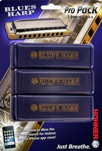 Hohner MS System Blues Harp Pro Harmonica, 3-Pack, Keys C, G and A