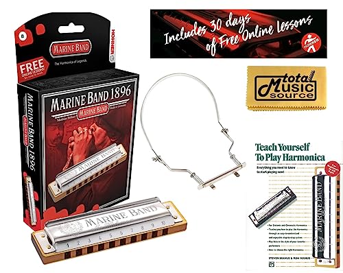 Hohner Marine Band 1896 Harmonica - Key of B, TMS Bundle