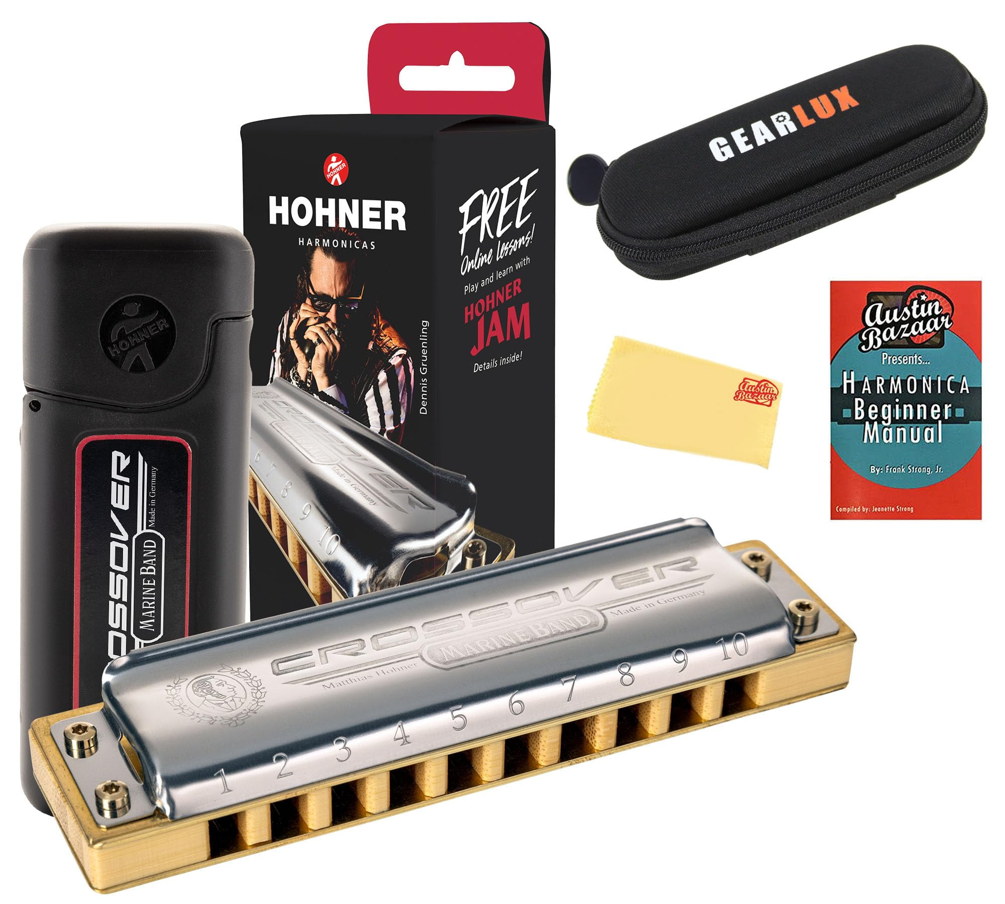 Hohner Marine Band Crossover Harmonica - Key of C w/ Zip Pouch
