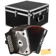 Hohner Panther Diatonic Accordion - Keys F/Bb/Eb Bundle with Hard Case and Austin Bazaar Polishing Cloth