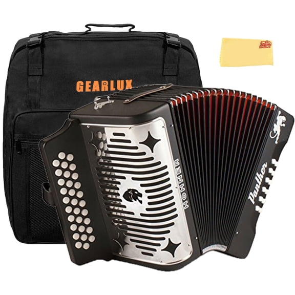 Hohner Panther Diatonic Accordion - Keys G/C/F Bundle with Gig Bag and Austin Bazaar Polishing Cloth