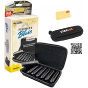 Hohner Piedmont Blues Harmonica 7 Pack - Keys of G, A, Bb, C, D, E, F Bundle with Case, Zip Pouch, Online Manual, and Austin Bazaar Polishing Cloth