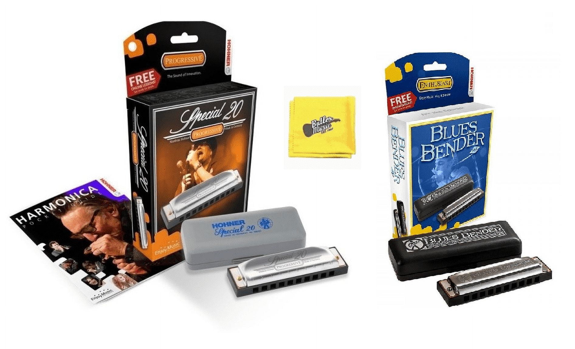 Hohner Special 20 Progressive C with FREE Blues Bender Harmonica and Cloth