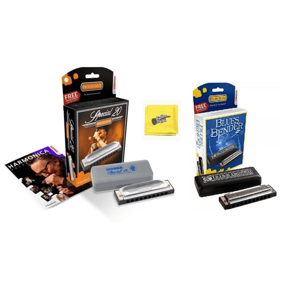 Hohner Special 20 Progressive C with FREE Blues Bender Harmonica and Cloth