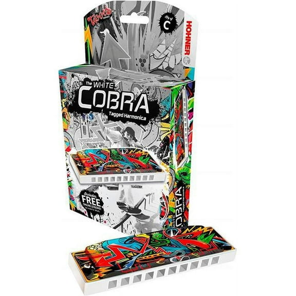 Hohner White Cobra Tagged Harmonica, Key Of G