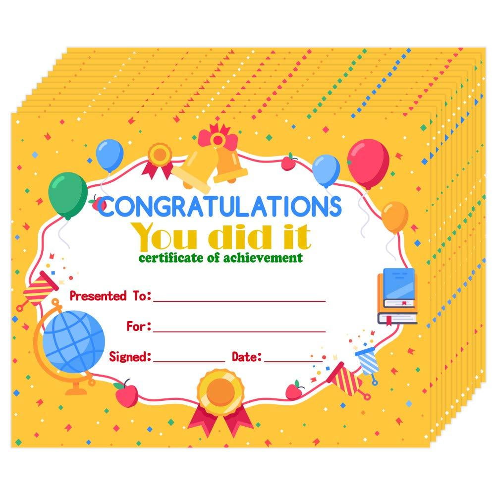 hohomark-30pcs-award-certificates-for-kids-8-x10-kindergarten-preschool-congratulations-you-did-it-certificate-of-achievement-recognition-for-students-teachers-back-to-school-cl-walmart-com