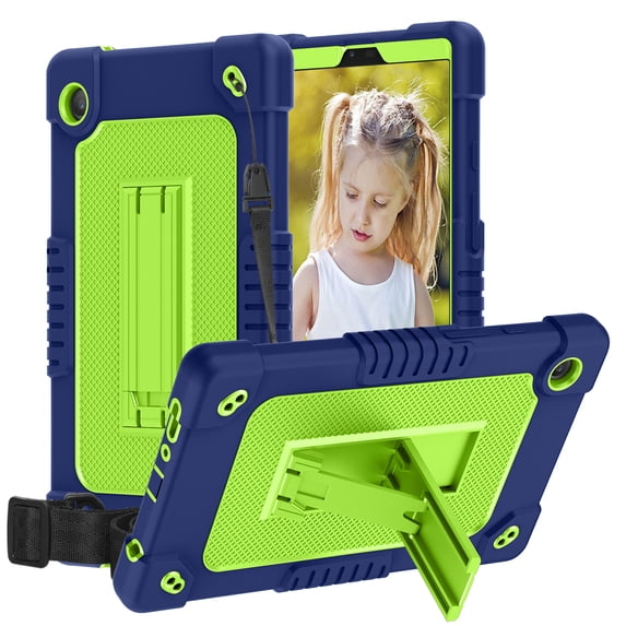 Hoibon Case for Samsung Galaxy Tab A9 8.7 Inch 2023 Model (SM-X110/X115/X117), Heavy Duty Shockproof Rugged Protective Case with Shoulder Strap for Samsung Galaxy Tab A9 8.7 Inch 2023 - NavyGreen