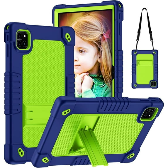Hoibon Compatible with Callsky-Tab Cpad 10 / Callsky-Tab Ctab 10 10.1 inch Tablet Case Kids Shockproof Cover with Kickstand Shoulder Strap for Callsky-Tab Model Cpad 10 Ctab 10 - NavyGreen