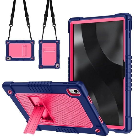 Hoibon Compatible with Walmart onn 11 core Tablet 2026 Model 36018341 / Walmart Onn. 11" Tablet Pro 2024 Model 100146660 Case Sturdy Heavy Duty Shockproof Cover with Kickstand / Strap - NavyPink