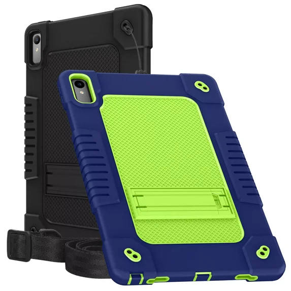 Hoibon Protective Case For Lenovo Tab P11 2nd Gen Case 2023, Shockproof Rugged For Lenovo Tab P11 Gen2 Case 11.5 Inch TB350FU/TB350XU with Kickstand/Shoulder Strap - Black+Navy Green