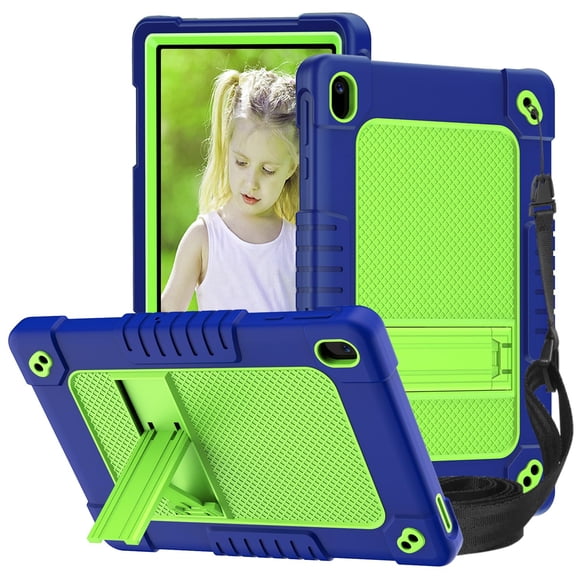 Hoibon Shockproof Tablet Case for Walmart Onn 10.1 Tablet Case (2024 Model 100135925) Rugged Full-Body Kids Friendly Case with Shoulder Strap Kickstand for Walmart Onn 10.1 4th Gen 2024 - NavyGreen
