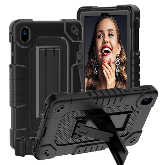 Hoibon Shockproof Tablet Case for Walmart Onn 8 Tablet Case (2024 Model 100135923) Rugged Full-Body Kids Friendly Case with Shoulder Strap Kickstand for Walmart Onn 8 4th Gen 2024 - Black