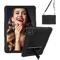 Hoibon for TCL TAB10 5G 9183W / for TCL TAB 10s 10.1" FHD Case Silicone Rubber Shockproof Protective Kids Friendly Case Built in Stand Shoulder Strap for TCL TAB 10 5G / TCL TAB 10s - Black Black