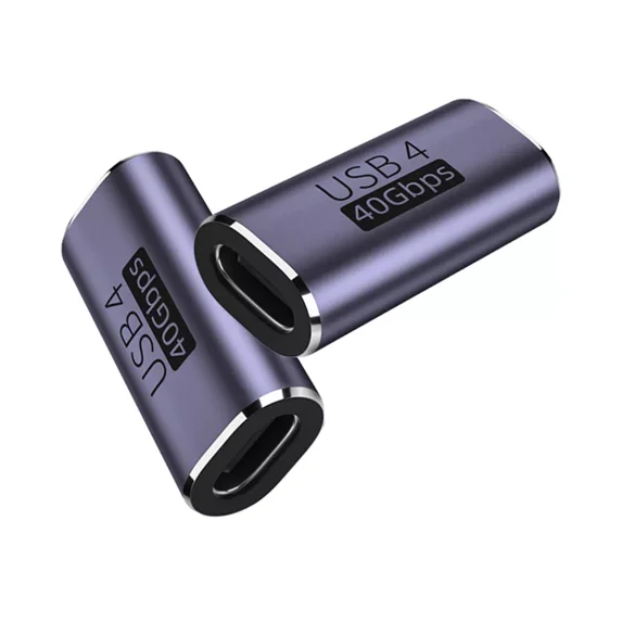 Hoibon USB C Adapter 40Gbps, USB C Male to Female Adapter Right Angle USB 4.0 Type C Adapter Data Transfer Connector Compatible for Samsung, MacBook and More USB-C Device - 2 Pcs