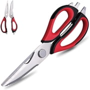 HoichHua Scissors for kitchen use,Kitchen Scissors All Purpose for Food, Kitchen Shears Come Apart Dishwasher Safe, Heavy Duty Stainless Steel, Ultra Sharp Food Cooking Scissors Red