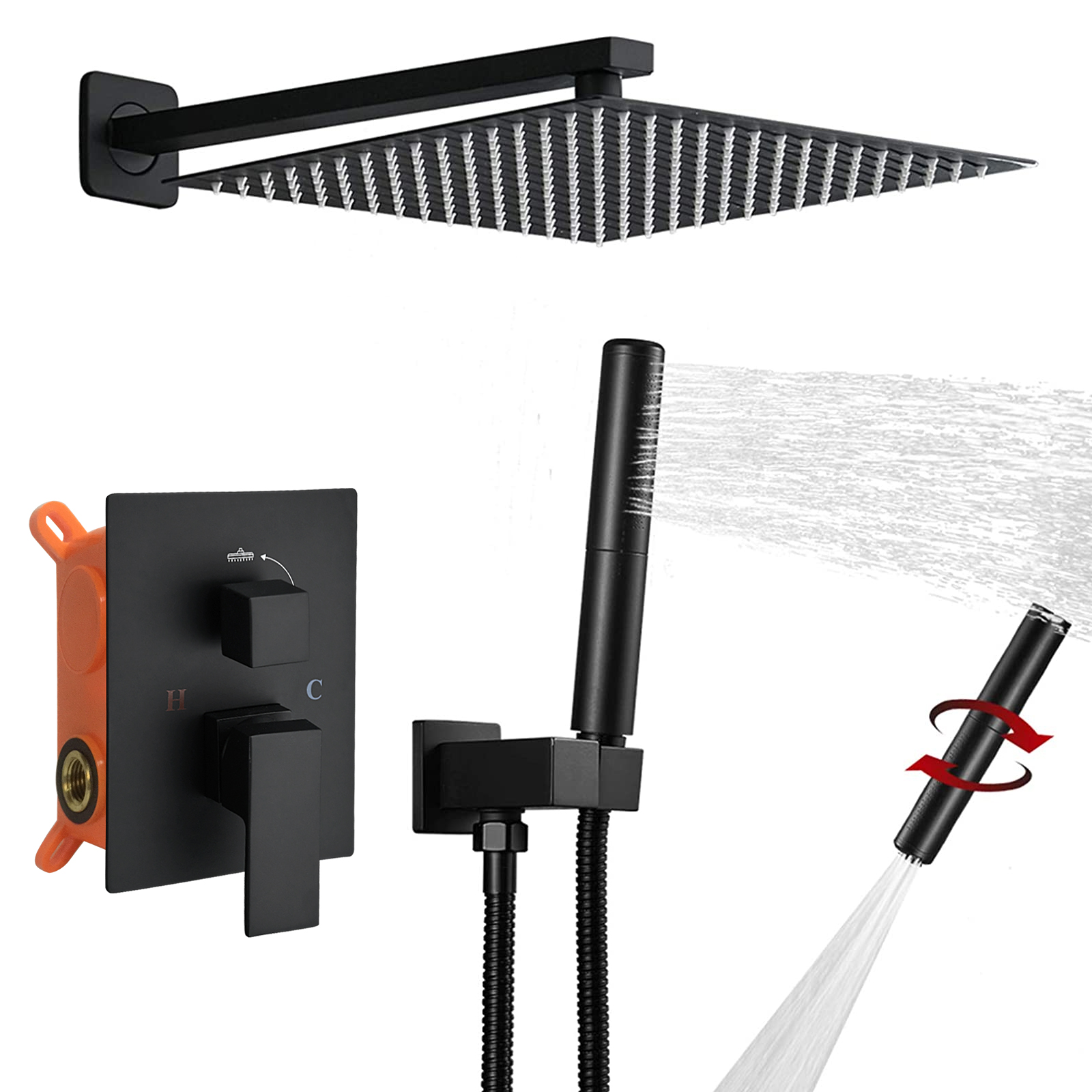 Methven Aio Modern HiTech Halo Design Bathroom Handheld Wall Mount