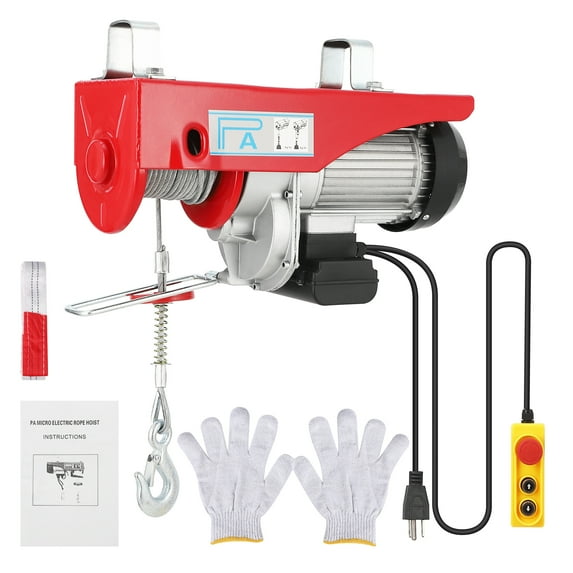 Hoist 2200lbs, 1600W 110V Electric Steel Wire Winch with Remote Control, 39FT Single Cable Lifting Height Electric Hoist Winch for Garage Warehouse Factory