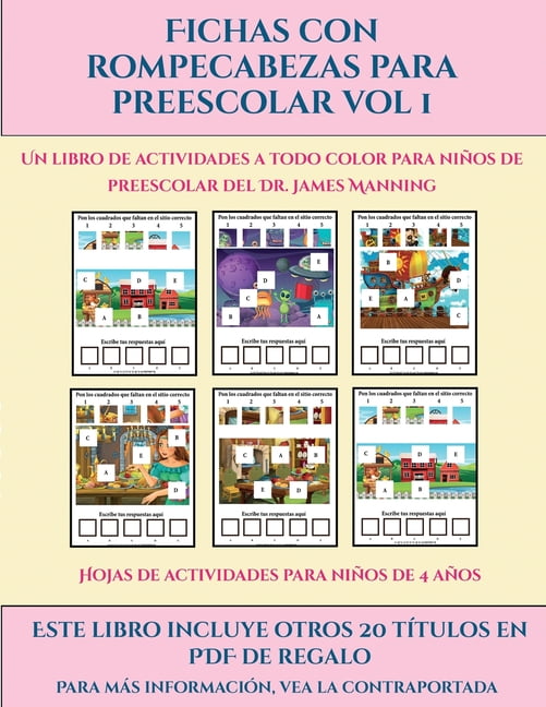 Libros educativos para niños de 4 años (Fichas con rompecabezas para  preescolar Vol 1): Este libro contiene 30 fichas con actividades a todo  color par (Paperback)