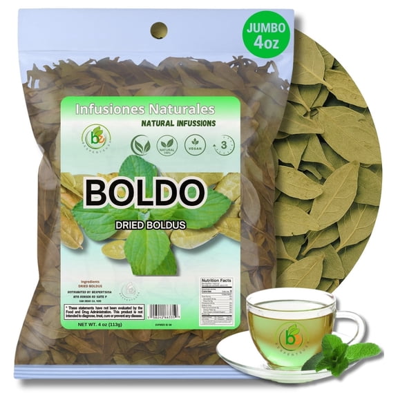 Hojas de Boldo (Boldus Dried Leaves) Herbal Tea 4 oz (113 g) 100% Natural, Vegan, Non-GMO Loose Leaf Herbal Tea for Infusion Traditional Natural Detox Support Caffeine-Free Packaged in US