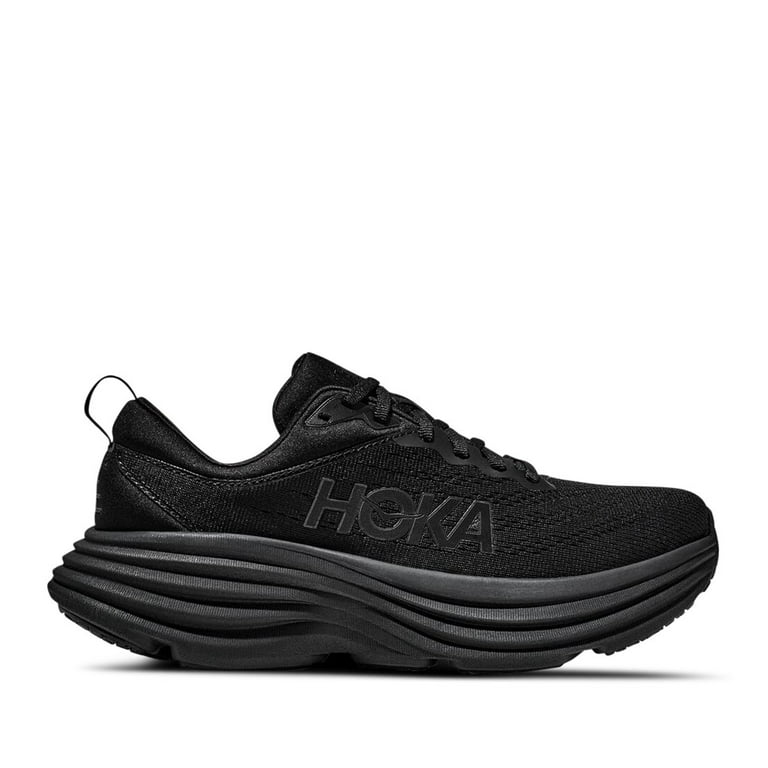 Hoka Bondi 8 Women's (Wide) Everyday Runing Shoe - Black / Black - Size 10  