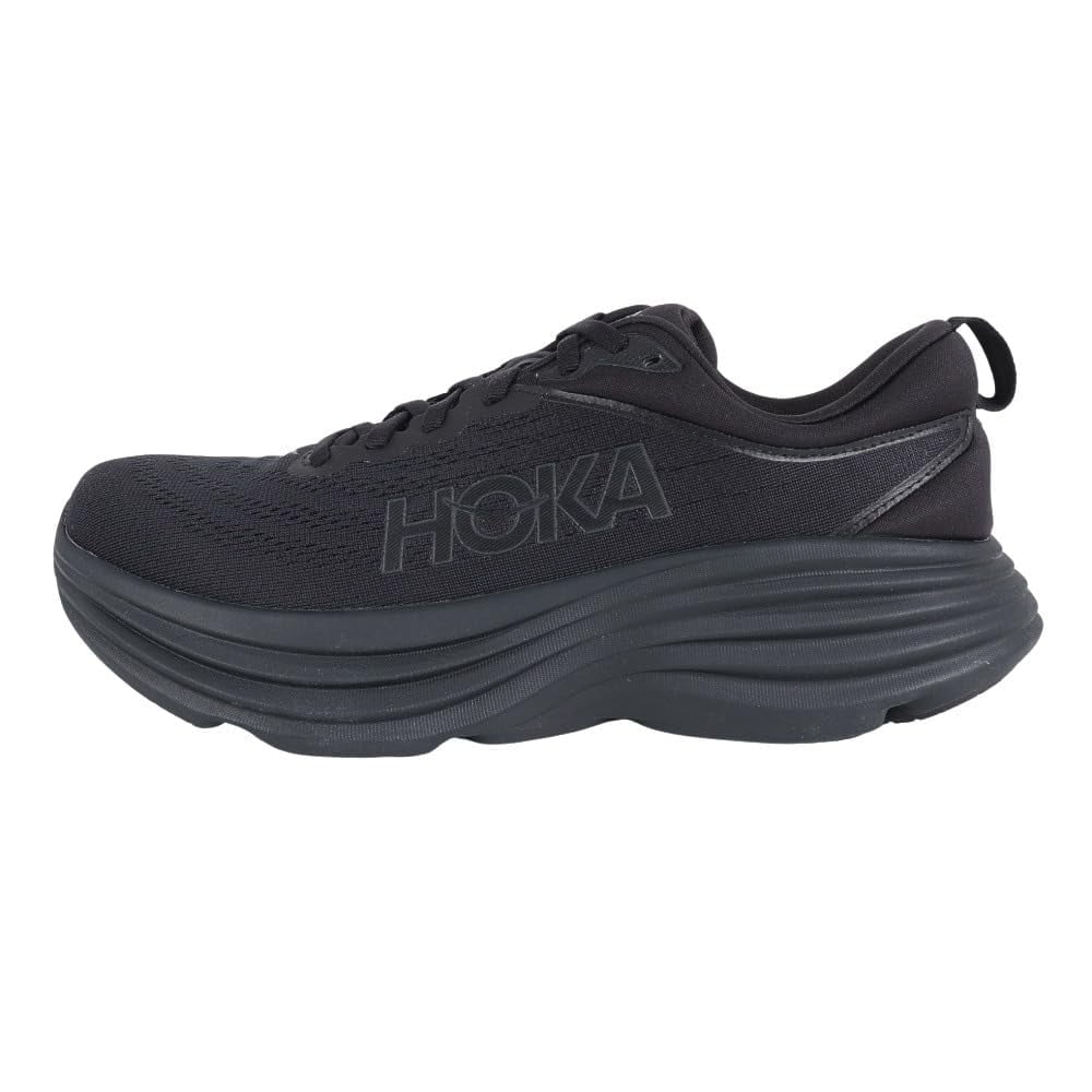 Hoka Men's Bondi 8 Sneaker, Black, Size 12, Lightweight, Vegan