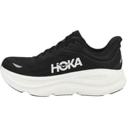 Hoka Mens Bondi 9 Sneaker, Black/White, 8