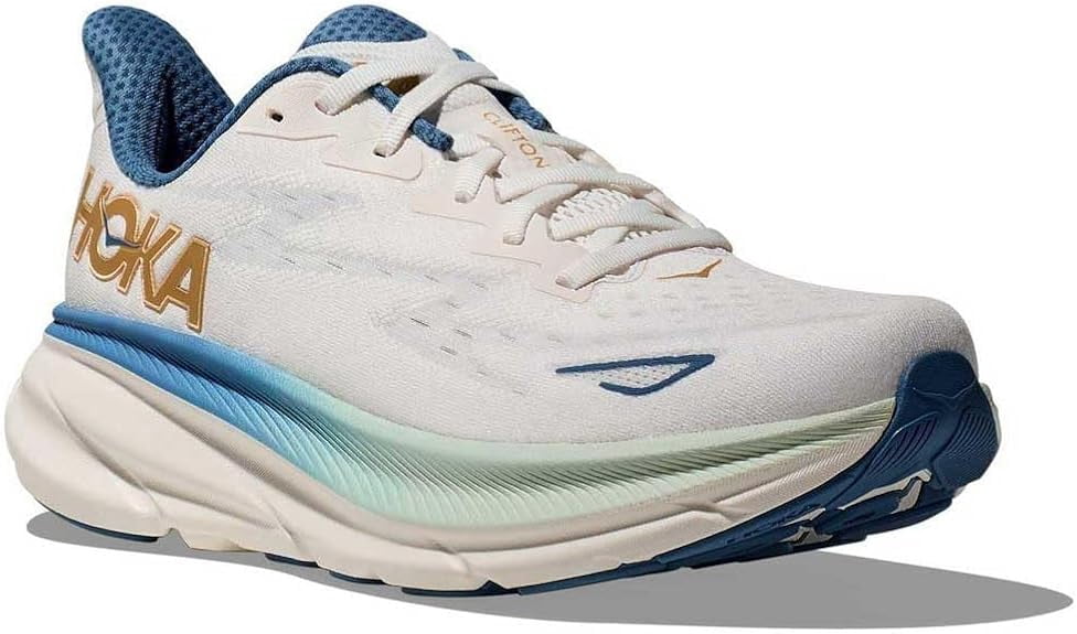 Men's Clifton 9 Running Shoes, Frost/Gold, US 14 Medium