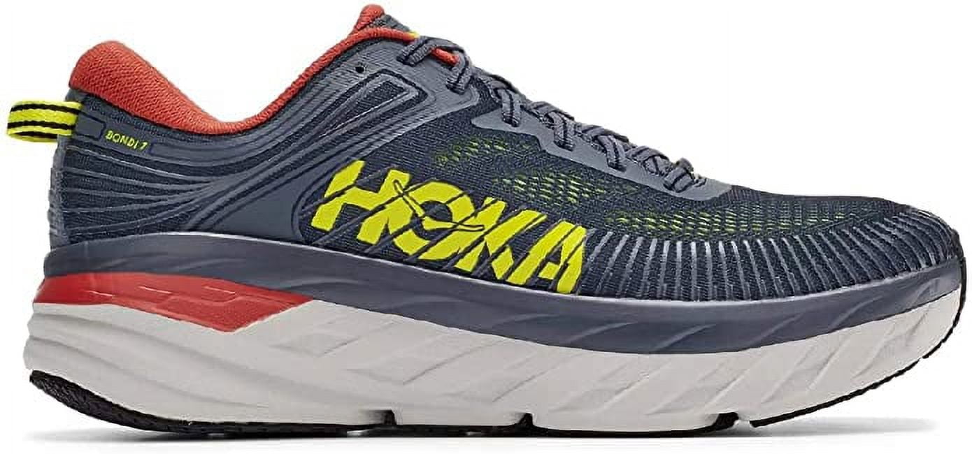 Hoka One One Bondi 7 Men\'s 11 Turbulence Chili Gray Red Max Cushion Running Shoe Hoka One One Men main image 2