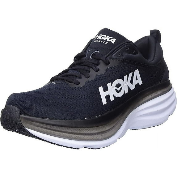 Hoka One Mens Bondi 8 Road Running Shoes - Black/White - 9.5