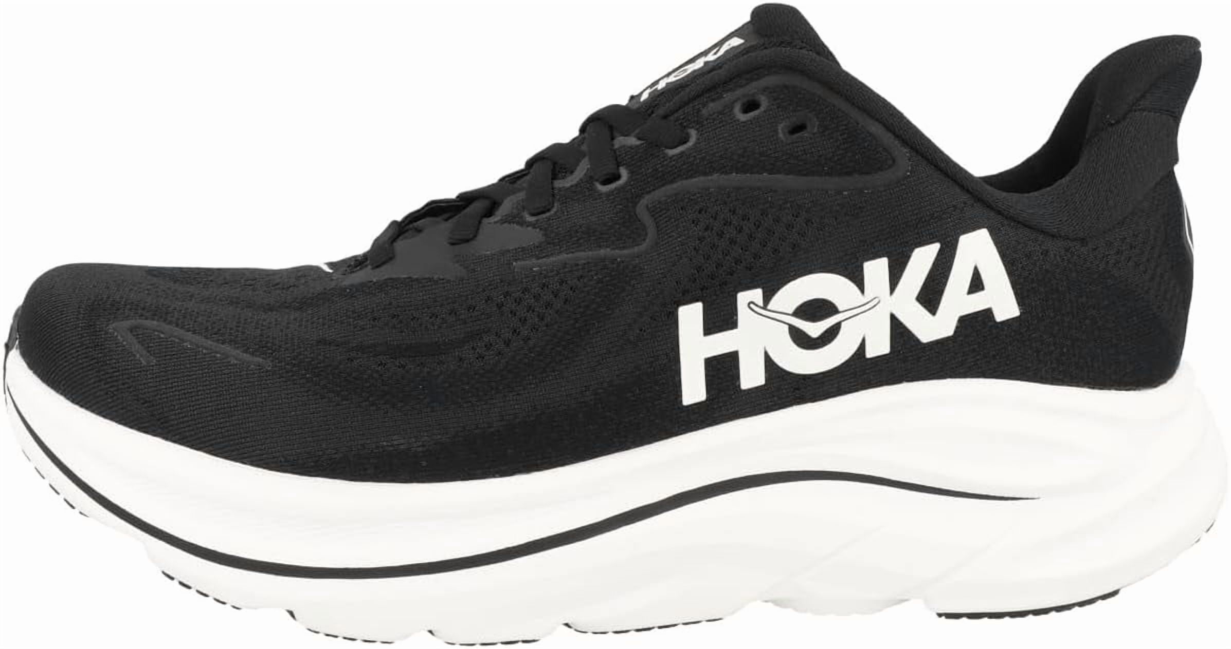 HOKA, Men's Clifton 10 Sneaker, 9, Black/White, Cushioned Running