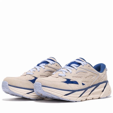 Hoka One One Clifton L Suede Oatmilk/Bellwether-Blue 1122571-OTH Size 8