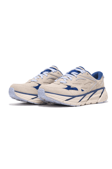 NEW HOKA Clifton L Suede Running Shoes Cream & Blue Size 11.5 Womens 12.5 Hoka One One Clifton L Suede  main image 4