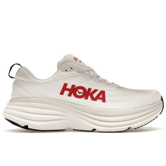 Hoka One One Men's Bondi 8 White Vermillion Shoes, from StockX