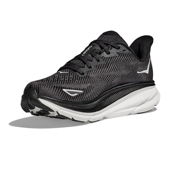 Hoka Women's Clifton 9 Sneaker, Black/White, 5.5