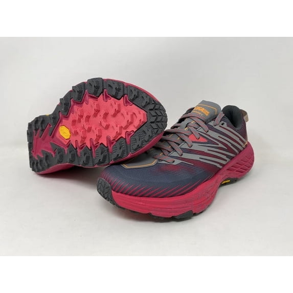 Hoka Women's Speedgoat 4 Running Shoes, Castlerock/Paradise Pink, 10 B(M) US