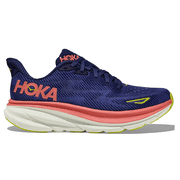 Hoka one Womens Clifton 9 Every day shoes, Size 12 US  standard , Evening Sky / Coral