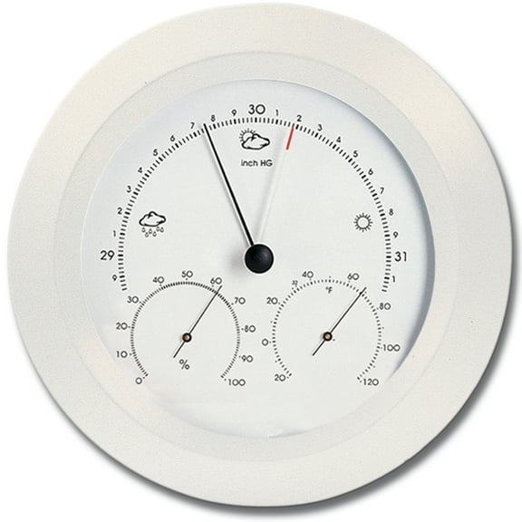 Hokco Weather Station Barometer Thermometer Hygrometer 8.5 in. Round White