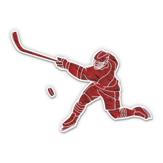 Hokey Player - 5" Vinyl Sticker - For Car Laptop I-Pad - Waterproof Decal