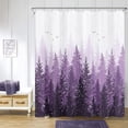 thumbnail image 1 of Hokibero Blue Misty Forest Mountain Nature Tree Fabric Shower Curtains for Bathroom Waterproof Heavy Duty Navy Blue and White Woohitedland Shower Curtain Bathtubs Hotel 72 x 72 inch, 1 of 5