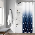 thumbnail image 1 of Hokibero Stall Shower Curtain 36x72 Blue Ombre Shower Curtain Geometric Pattern Shower Curtains for Bathroom Waffle Fabric Shower Curtain Set with Hooks Washable Bathroom Curtain, Navy, 1 of 2