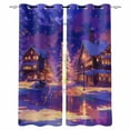 thumbnail image 1 of Hokiten Blue Purple Christmas Blackout Curtains | Light Blocking Print Window Curtains, Xmas Night Scene Snowflake Tree Thermal Insulated Window Drapes for Living Room Kitchen (2 Panels, 84"W x 45"L), 1 of 7