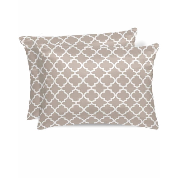 Hokiten King Size Pillow Cases Set of 2, Pillow Covers for Bed, Beige Moroccon Satin Pillowcases with Zipper for Hair/Skin, Farmhouse Minimalist Abstract Geometric 20x36 Inches